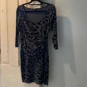 Ann Taylor leopard pattern long sleeve dress LP